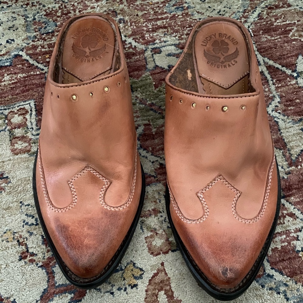 Lucky brand genuine leather mules